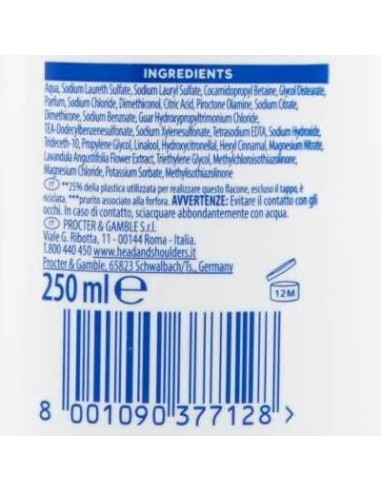 head & shoulders shampoo antiforfora 250ml - nutriente: tuttocasashop.live: igiene e cura della persona