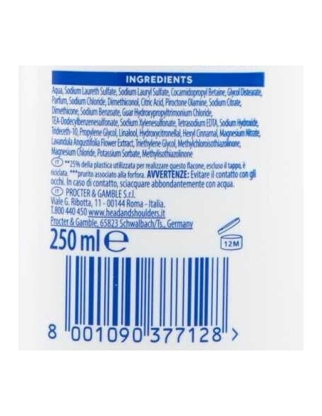 head & shoulders shampoo antiforfora 250ml - nutriente: tuttocasashop.live: igiene e cura della persona