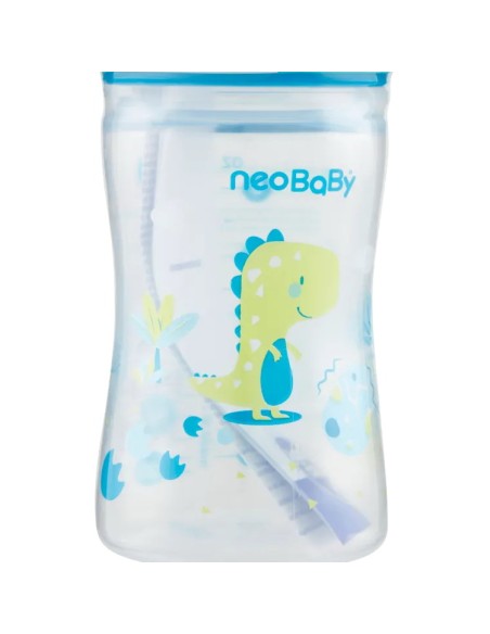 neobaby biberon in plastica collo largo - 150ml - 0m+ - dino blu: tuttocasashop.live: igiene e cura della persona