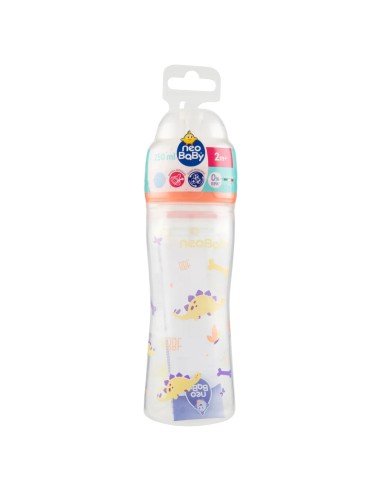 neobaby biberon in plastica collo largo - 250ml - 2m+ - dino arancione: tuttocasashop.live: igiene e cura della persona