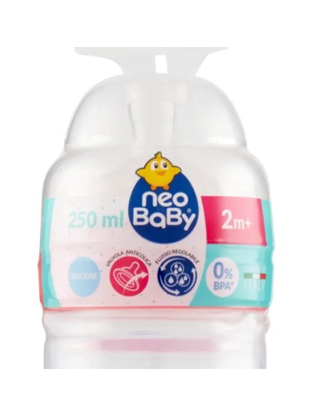 neobaby biberon in plastica collo largo - 250ml - 2m+ - dino rosa: tuttocasashop.live: igiene e cura della persona