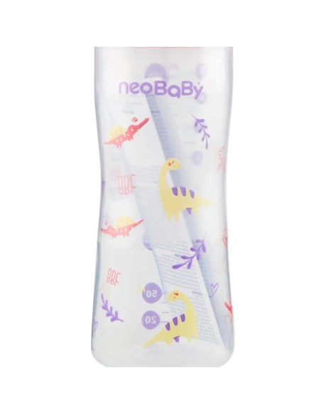 neobaby biberon in plastica collo largo - 250ml - 2m+ - dino rosa: tuttocasashop.live: igiene e cura della persona