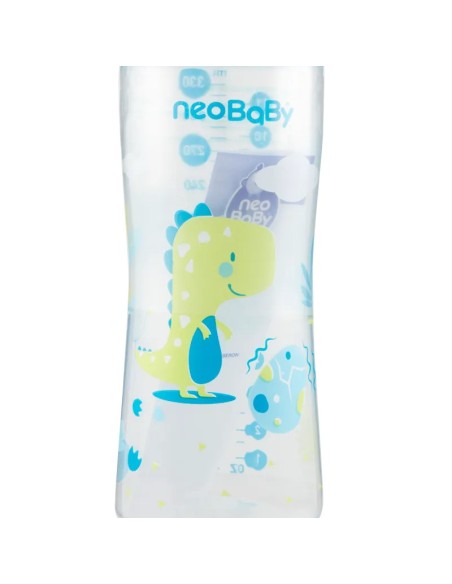 neobaby biberon in plastica collo largo - 330ml - 4m+ - dino blu: tuttocasashop.live: igiene e cura della persona