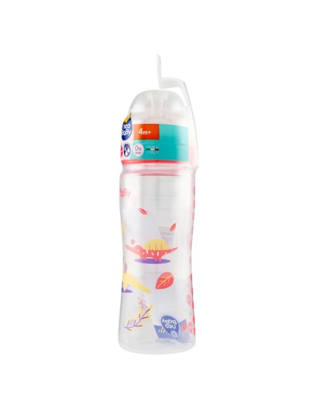 neobaby biberon in plastica collo largo - 330ml - 4m+ - dino rosa: tuttocasashop.live: igiene e cura della persona