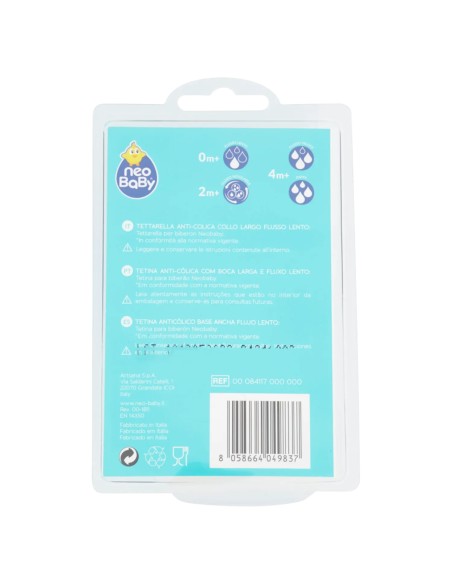 neobaby 2 tettarelle in silicone per biberon - 1 foro - flusso lento - 0m+: tuttocasashop.live: igiene e cura della persona