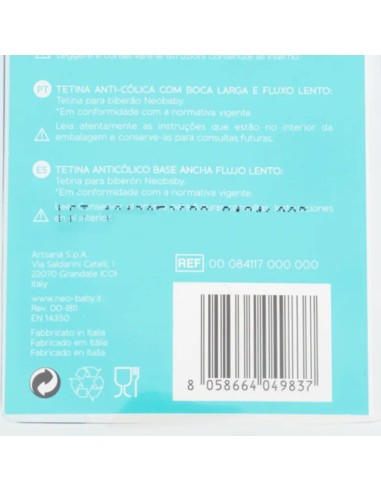 neobaby 2 tettarelle in silicone per biberon - 1 foro - flusso lento - 0m+: tuttocasashop.live: igiene e cura della persona
