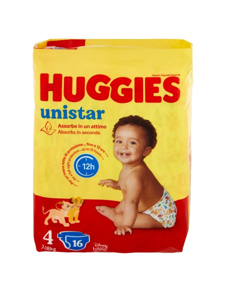 huggies unistar - 16 pannolini taglia 4 maxi 7-18 kg: tuttocasashop.live: igiene e cura della persona