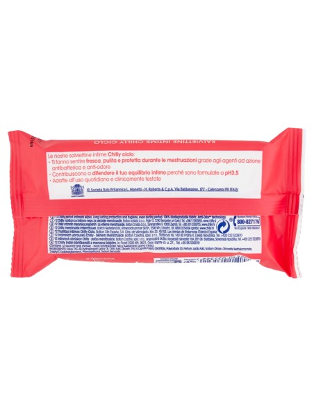 chilly salviettine intime imbevute 15pz - ciclo: tuttocasashop.live: igiene e cura della persona