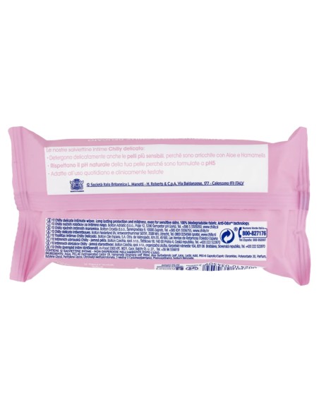 chilly salviettine intime imbevute 15pz - delicate: tuttocasashop.live: igiene e cura della persona