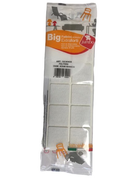 12 feltrini quadrati grandi - 40x40mm - bianchi - autoadesivi: tuttocasashop.live: altro - bazar