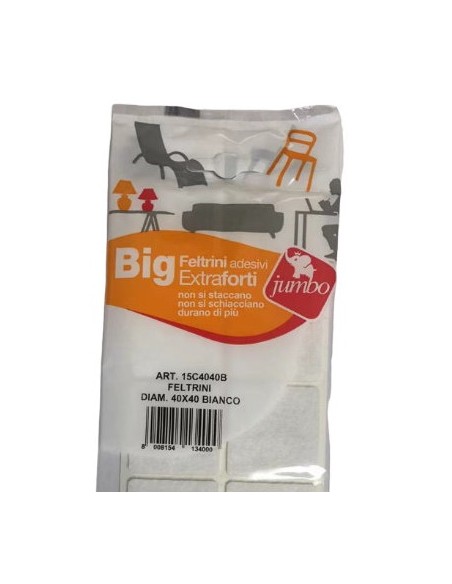 12 feltrini quadrati grandi - 40x40mm - bianchi - autoadesivi: tuttocasashop.live: altro - bazar