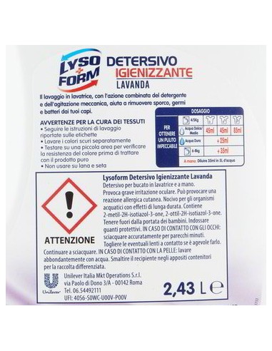 lysoform detersivo lavatrice liquido igienizzante - 54 lavaggi - lavanda: tuttocasashop.live: prodotti per bucato e tessuti