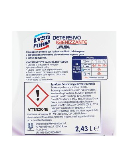 lysoform detersivo lavatrice liquido igienizzante - 54 lavaggi - lavanda: tuttocasashop.live: prodotti per bucato e tessuti