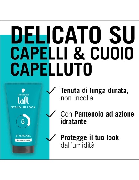 taft styling gel fissante per capelli - 150ml - stand up look forza estrema: tuttocasashop.live: igiene e cura della persona