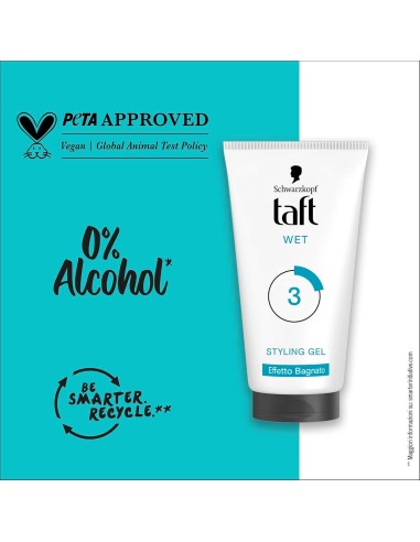 taft styling gel fissante per capelli - 150ml - wet - effetto bagnato: tuttocasashop.live: igiene e cura della persona