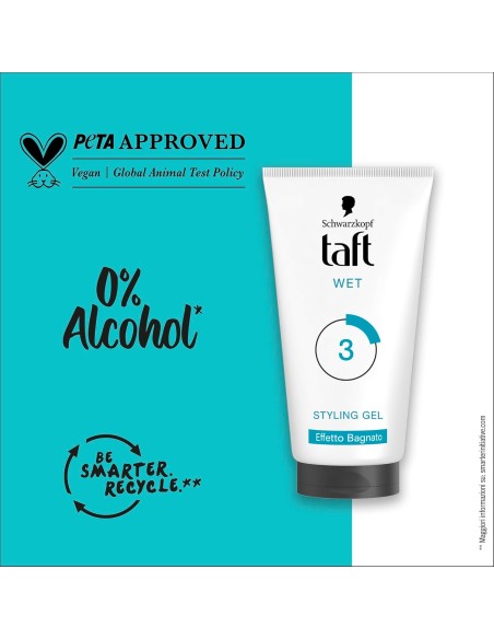 taft styling gel fissante per capelli - 150ml - wet - effetto bagnato: tuttocasashop.live: igiene e cura della persona