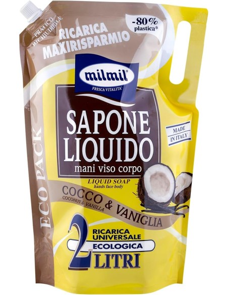 mil mil sapone liquido - ecoricarica - 2 litri - cocco: tuttocasashop.live: igiene e cura della persona