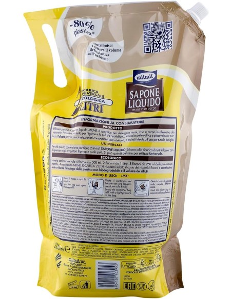 mil mil sapone liquido - ecoricarica - 2 litri - cocco: tuttocasashop.live: igiene e cura della persona