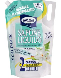 mil mil sapone liquido - ecoricarica - 2 litri - muschio bianco: tuttocasashop.live: igiene e cura della persona
