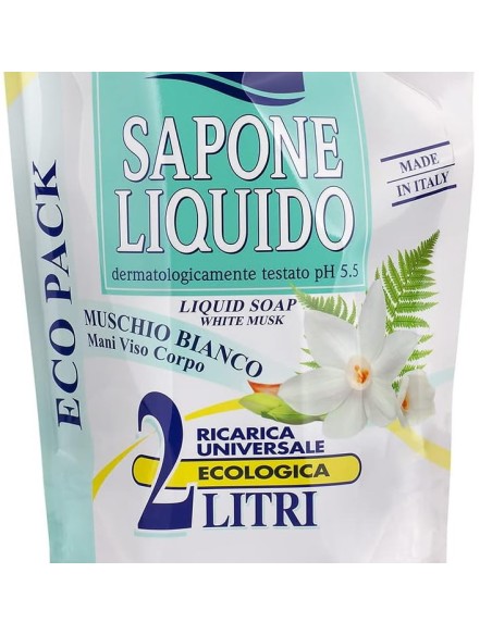 mil mil sapone liquido - ecoricarica - 2 litri - muschio bianco: tuttocasashop.live: igiene e cura della persona