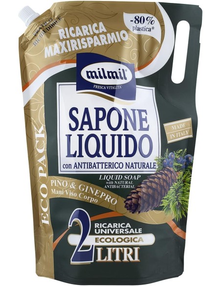 mil mil sapone liquido - ecoricarica - 2 litri - pino: tuttocasashop.live: igiene e cura della persona