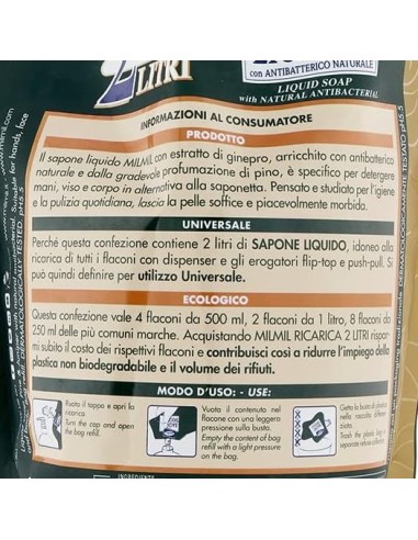 mil mil sapone liquido - ecoricarica - 2 litri - pino: tuttocasashop.live: igiene e cura della persona