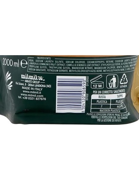 mil mil sapone liquido - ecoricarica - 2 litri - pino: tuttocasashop.live: igiene e cura della persona
