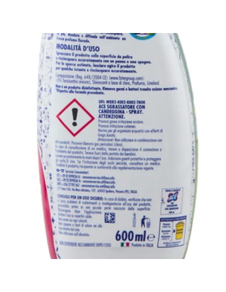 ace detergente spray - 600ml - sgrassatore con candeggina: tuttocasashop.live: pulizia e cura della casa
