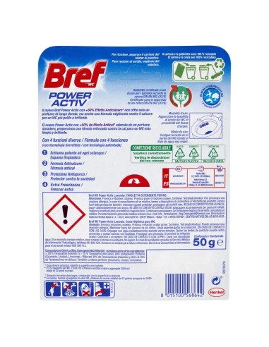 bref wc power activ - tavoletta wc deodorante 4 funzioni - 50g - lavanda: tuttocasashop.live: pulizia e cura della casa