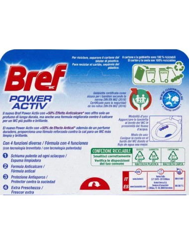 bref wc power activ - tavoletta wc deodorante 4 funzioni - 50g - lavanda: tuttocasashop.live: pulizia e cura della casa