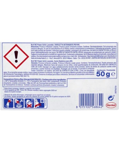 bref wc power activ - tavoletta wc deodorante 4 funzioni - 50g - lavanda: tuttocasashop.live: pulizia e cura della casa