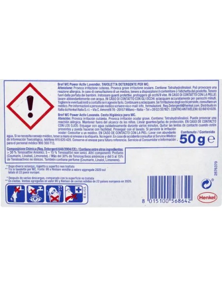 bref wc power activ - tavoletta wc deodorante 4 funzioni - 50g - lavanda: tuttocasashop.live: pulizia e cura della casa
