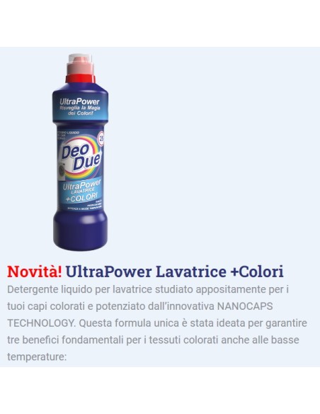 deo due ultra power lavatrice +colori 25 lavaggi 1 litro - detersivo liquido: tuttocasashop.live: prodotti per bucato e tessuti