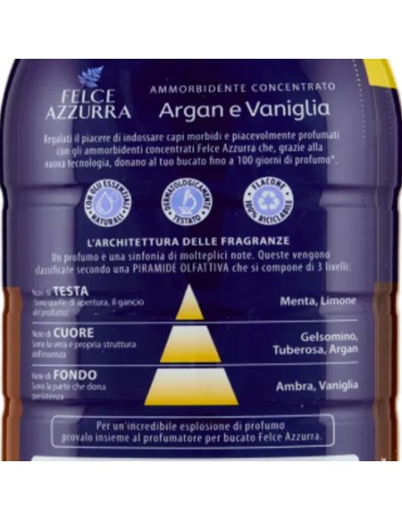 felce azzurra ammorbidente concentrato 45 lavaggi 900ml - argan e vaniglia: tuttocasashop.live: prodotti per bucato e tessuti