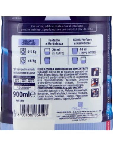 felce azzurra ammorbidente concentrato 45 lavaggi 900ml - classico: tuttocasashop.live: prodotti per bucato e tessuti