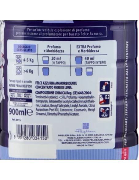 felce azzurra ammorbidente concentrato 45 lavaggi 900ml - fiori di luna: tuttocasashop.live: prodotti per bucato e tessuti