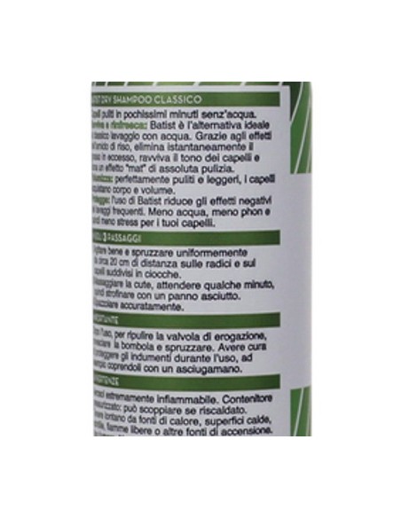 batist shampoo a secco spray - 75ml - formato mini da viaggio - travel size: tuttocasashop.live: igiene e cura della persona