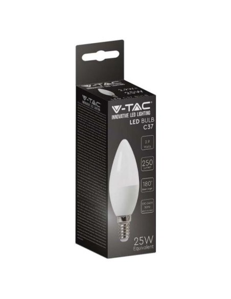 v-tac lampadina a led - candela - e14 2.9w 3000k - luce naturale: tuttocasashop.live: altro - bazar