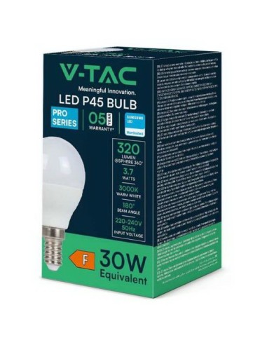 v-tac lampadina a led - sfera - e14 3.7w 6500l - luce fredda - chip samsung: tuttocasashop.live: altro - bazar