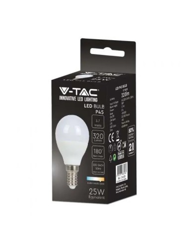 v-tac lampadina a led - sfera - e14 3.7w 4000k - luce naturale: tuttocasashop.live: altro - bazar