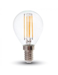 v-tac lampadina con filamento led - sfera - e14 6w 2700k - luce calda: tuttocasashop.live: altro - bazar