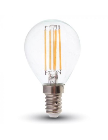 v-tac lampadina con filamento led - sfera - e14 6w 2700k - luce calda: tuttocasashop.live: altro - bazar