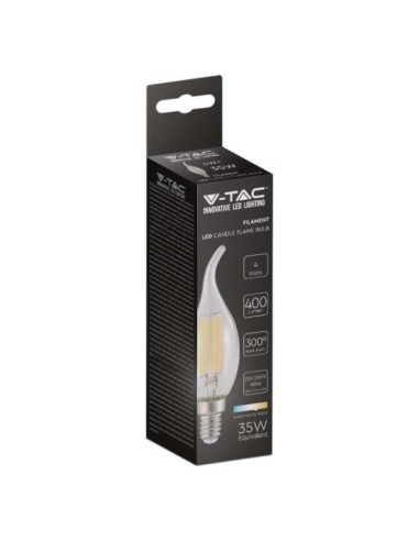 v-tac lampadina con filamento led - fiamma - e14 4w 4000k - luce naturale: tuttocasashop.live: altro - bazar