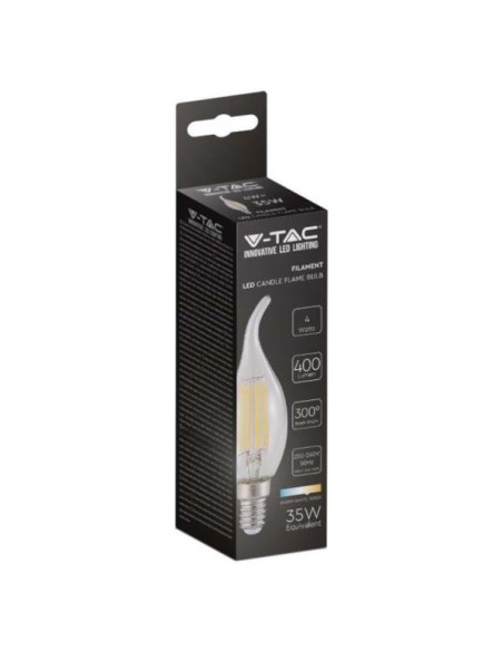 v-tac lampadina con filamento led - fiamma - e14 4w 2700k - luce calda: tuttocasashop.live: altro - bazar