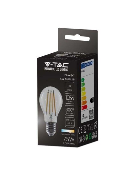v-tac lampadina con filamento led - goccia - e27 10w 4000k - luce naturale: tuttocasashop.live: altro - bazar