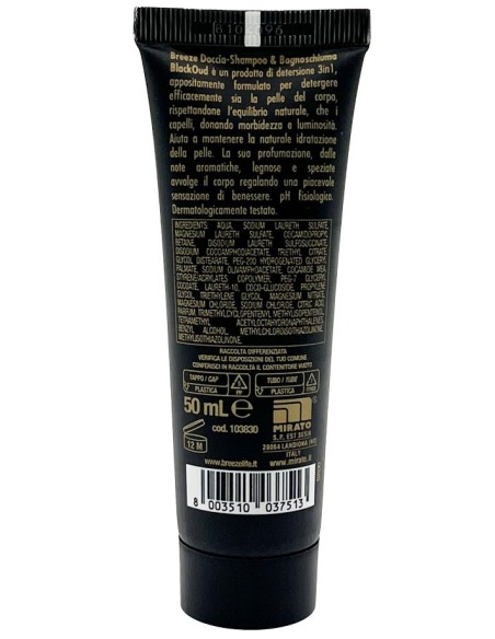breeze doccia shampoo e bagnoschiuma mini 50ml - blackoud - formato viaggio: tuttocasashop.live: igiene e cura della persona