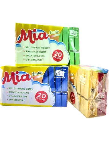 mia la dupla 20 pinze stendi bucato in plastica - made in italy - colorate: tuttocasashop.live: prodotti per bucato e tessuti