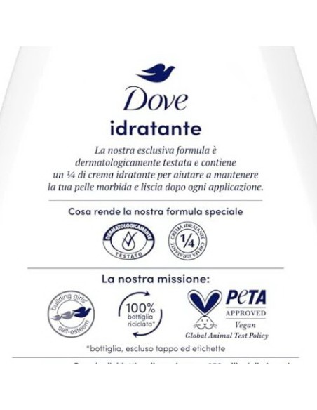 dove bagnodoccia - 750ml - idratante - per una pelle morbida e liscia: tuttocasashop.live: igiene e cura della persona