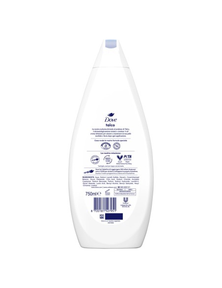 dove bagnodoccia - 750ml - talco - al delicato profumo di talco: tuttocasashop.live: igiene e cura della persona
