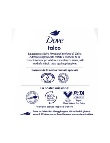 dove bagnodoccia - 750ml - talco - al delicato profumo di talco: tuttocasashop.live: igiene e cura della persona